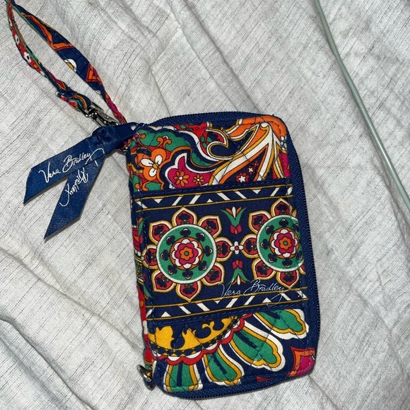 Vera Bradley Handbags - Vera Bradley Marrakesh Quilted Cotton Zip‎ Around Wristlet Wallet Navy Multi